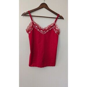 Dots Y2K Cami L Lace Trim Layering Tank Top Going Out Fairy Grunge Mcbling Red